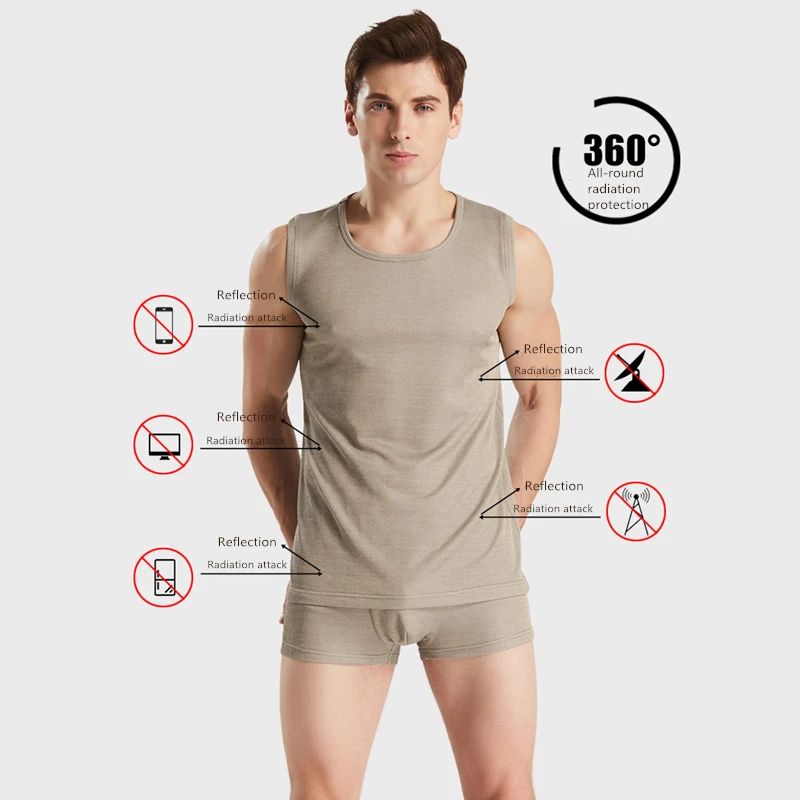 Real anti-radiation silver fiber knitted fabric men\'s underwear Electromagnetic radiation shielding undershirt and underpants