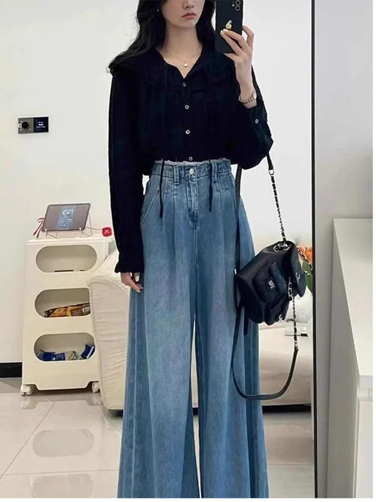 

Новые летние женские модные утягивающие джинсовые брюки с высокой талией и брюки, комплект из двух предметов Ele Casual Sle V Ne Long Sve