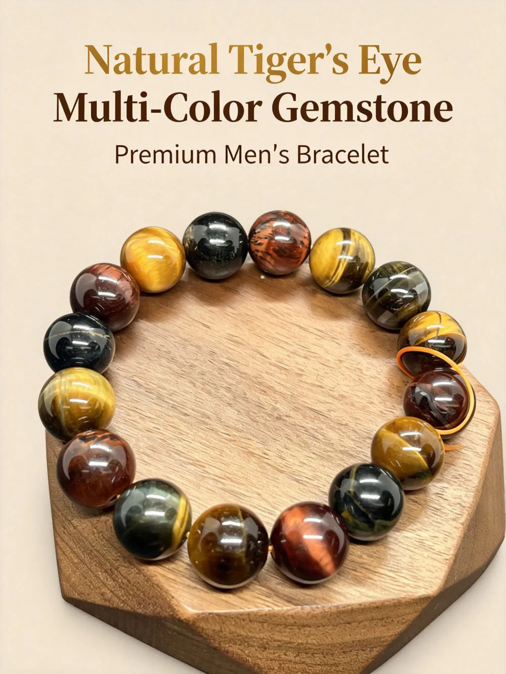 Tiger Eye Bracelet Relax Anxiety Crystal 12mm Bead Triple Protection Jewelry Bead Stone Chakra Gemstones Bracelets for women men