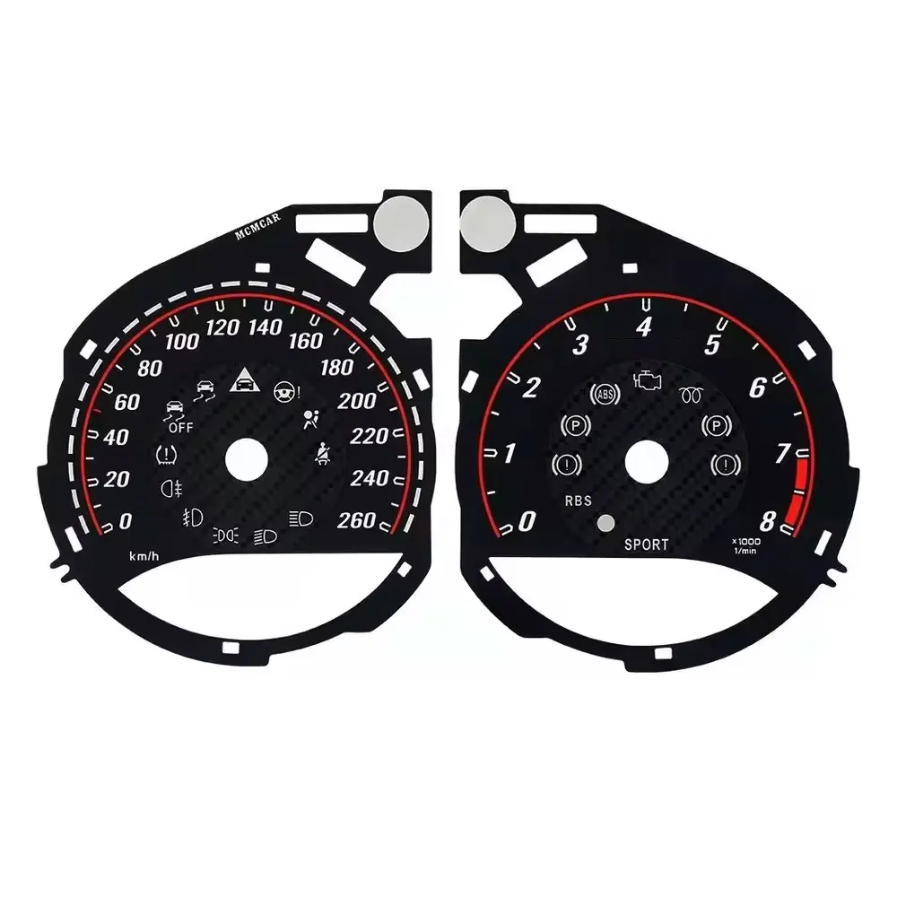 Instrumentencluster-Tachometer-Overlay für Mercedes W205 C-Klasse C63 C200L GLC260 AMG, Carbon-Faser-Optik, 260 km/h, 320 km/h – Detail 7