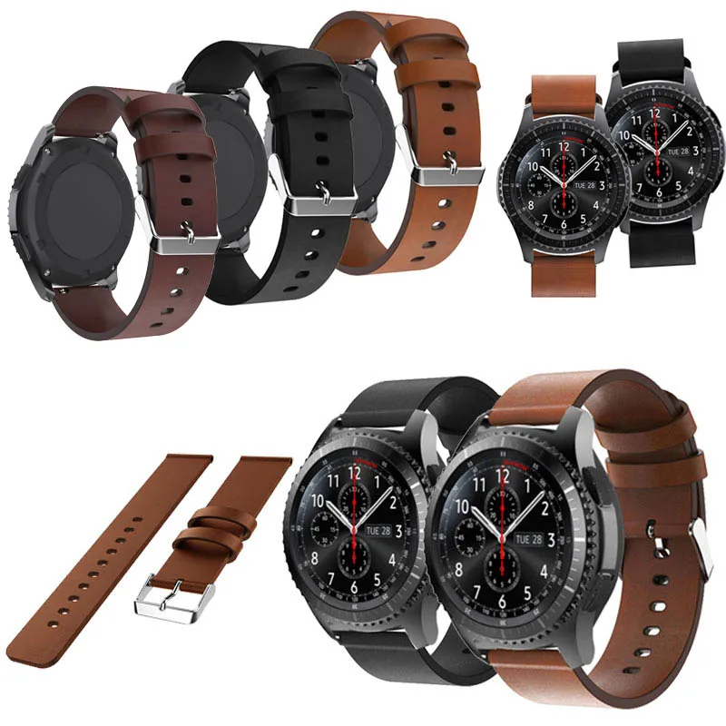 22mm leather strap for samsung gear S3/Galaxy 46mm Frontier/classic luxury Leather wristband For Huawel Watch GT Sport watchband