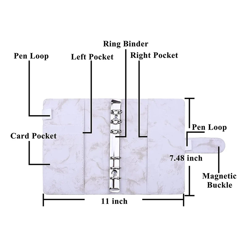 A6 PU Binder Cover With A6 Binder Pockets Expense Budget Sheets Sticker Labels For Money Saving Cash Envelopes