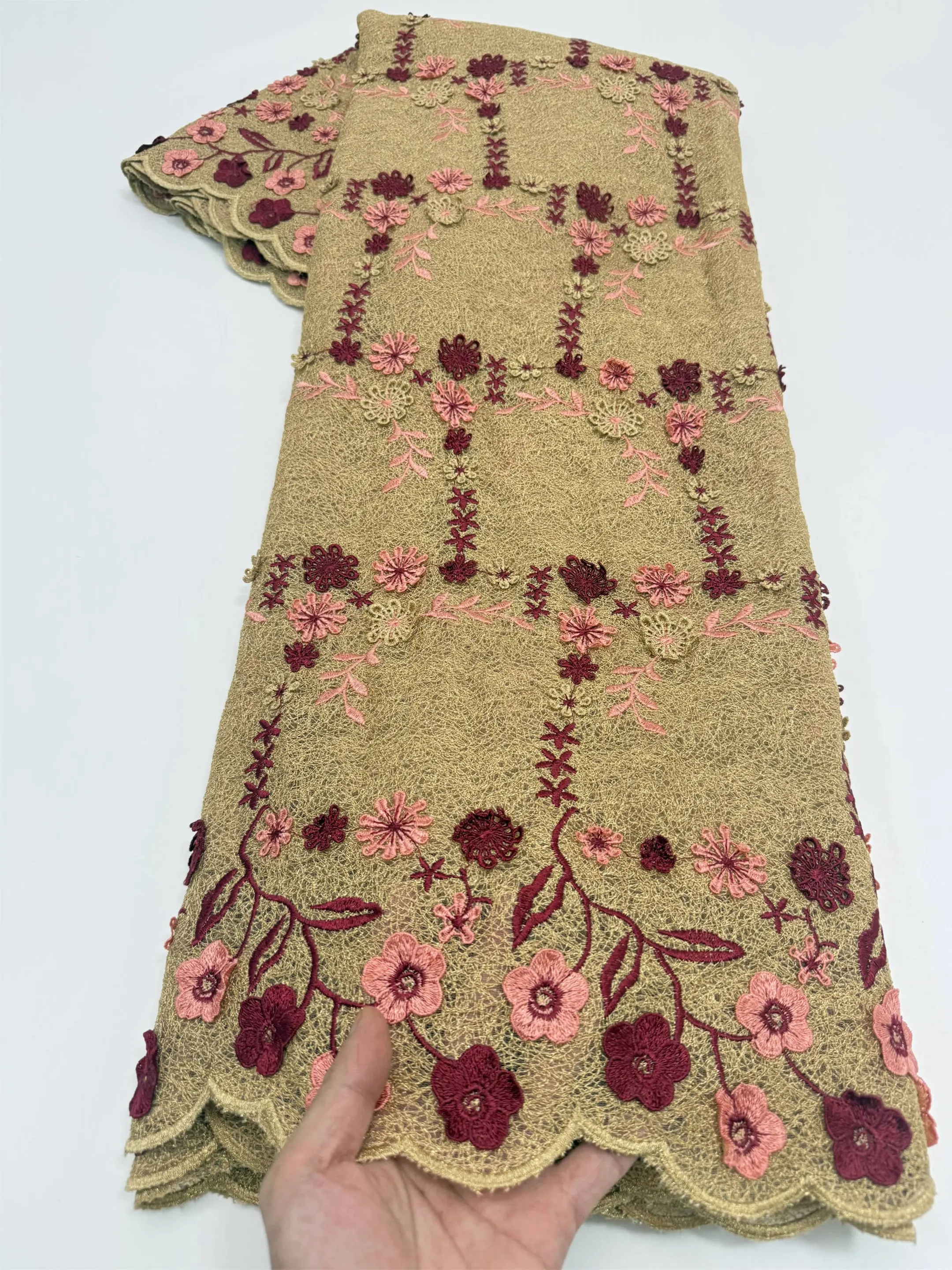 5 Yards Skin Friendly Cord Lace Soft Embroidery African Guipure Fabric Elegant Nigerian Ghana Swiss Occasional Evening Dress
