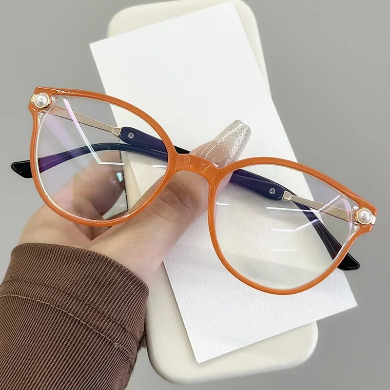 2024 New Pearl Reading Glasses Frame Vintage Lady\'s Cat Eyes Presbyopia Eyewear Anti Blue Light Optical Spectacle Eyeglasses