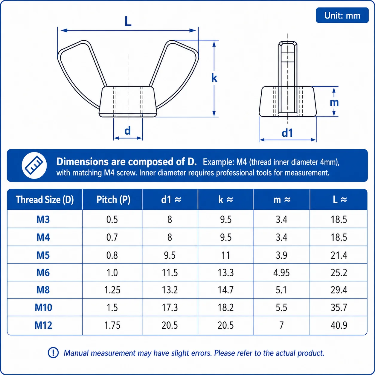 1-20 Pcs M3-M16 Butterfly Wing Nuts 304 316 Stainless Steel Zinc Plated Carbon Steel Hand Tighten Thumb Wing Nut DIN315 Fastener