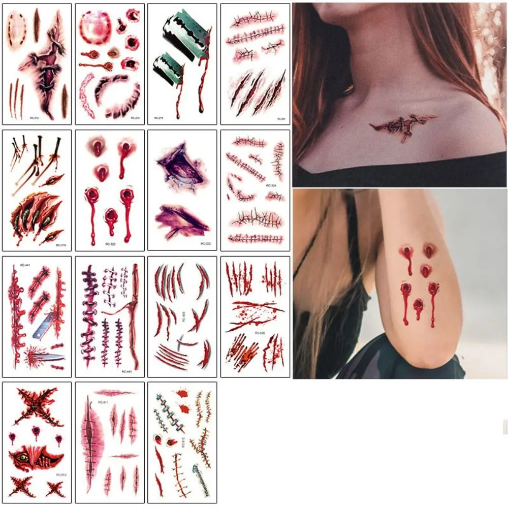 

Face Patch Halloween Temporary Tattoos Scar Spider Design Lifelike Tattoo Stickers Spider Scar DIY Waterproof