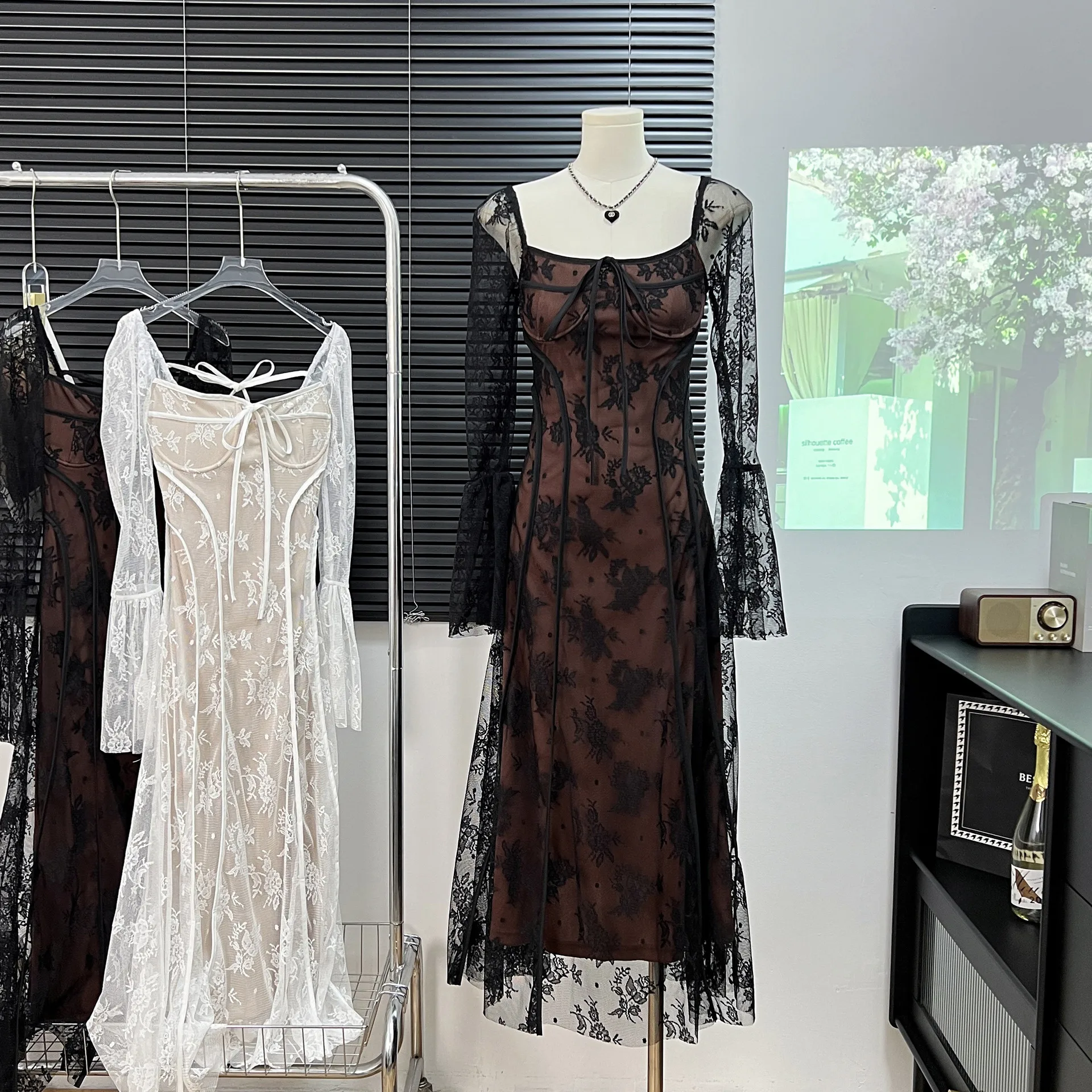 Putao Lace Summer Beach Dresses Long Illusion Sexy Mermaid Long Sleeves Formal Dress Saudi Arabia Women Wear Prom Dresses 2024