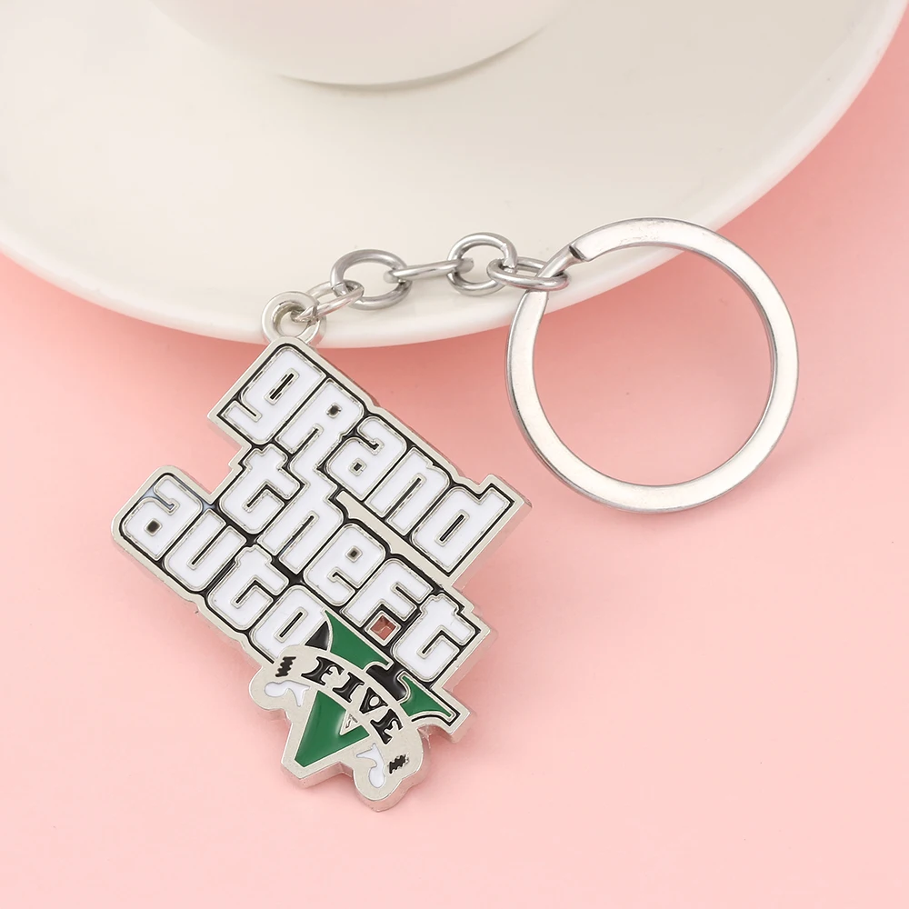 Muti-Pendant Key Holder PS4 Xbox PC Keyfob Game GTA V Grand Theft Auto 5 Keychain For Fans Key Chains Key Ring llaveros