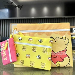 Disney winnie the pooh novo saco de cosméticos feminino dos desenhos animados 3 peças carteira feminina moda zero carteira grande capacidade saco de armazenamento