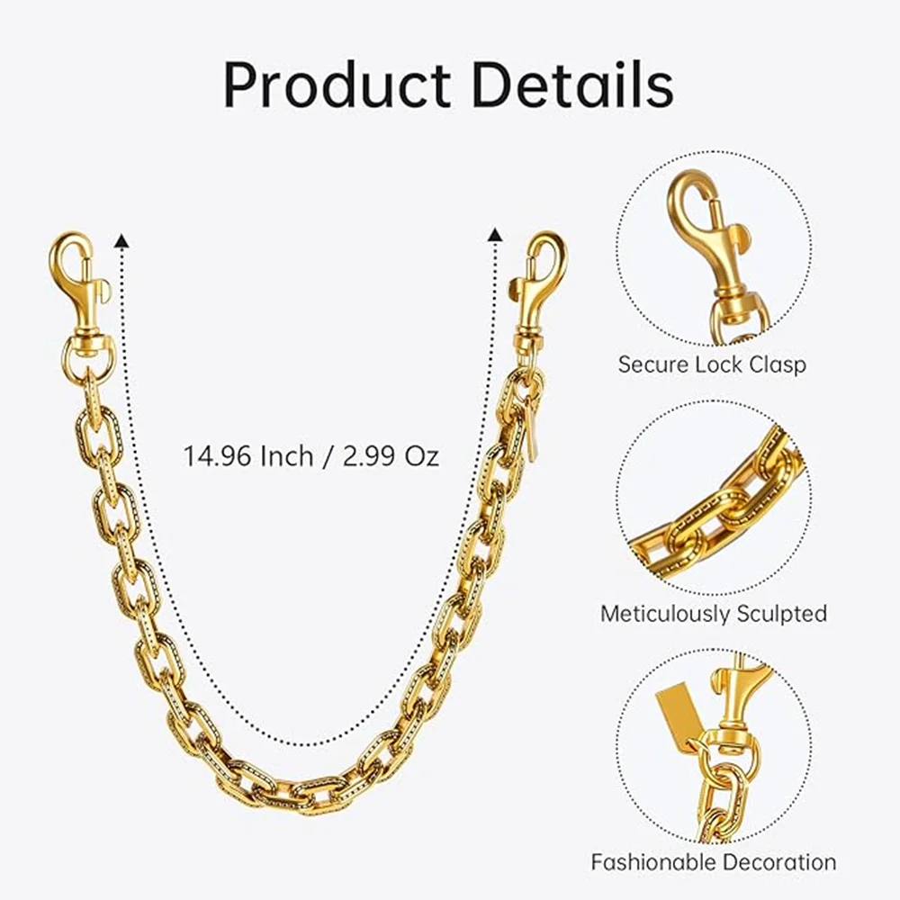 1/2Pcs Paperclip Bag Chain Strap Decor Purse Replacement Chain with Double Lobster Clasps Fashion Handbag Accessories for Women