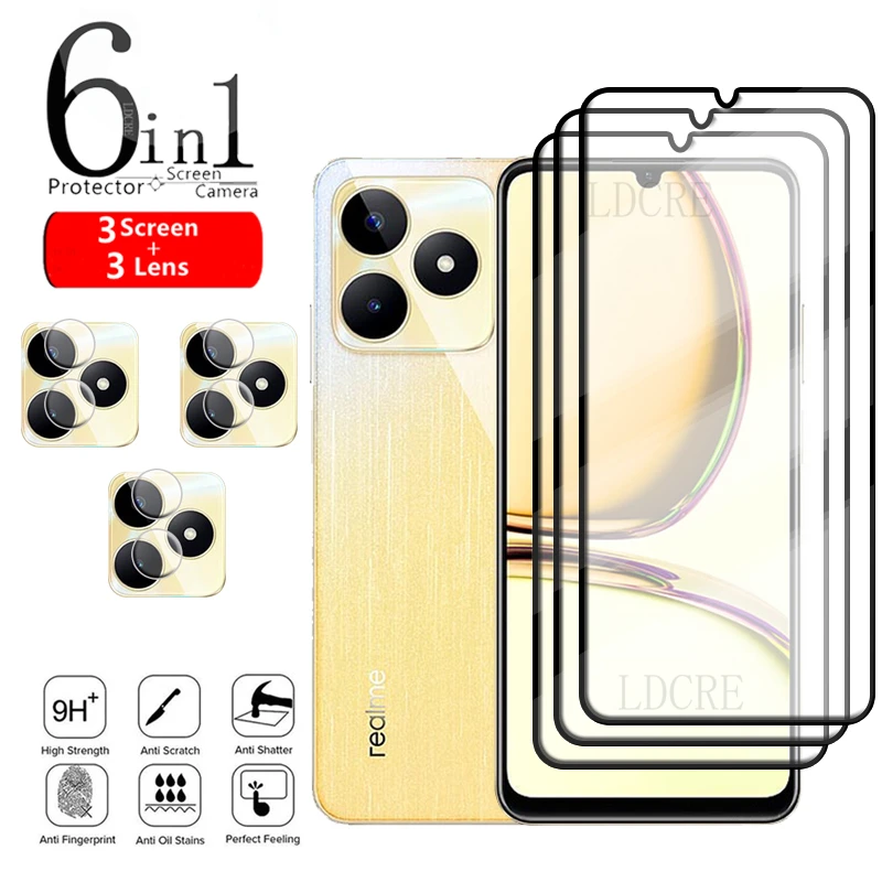 Full Cover Glass For OPPO Realme C53 Glass For Realme C53 Tempered Glass Full Glue 9H HD Screen Protector Realme C53 Lens Glass