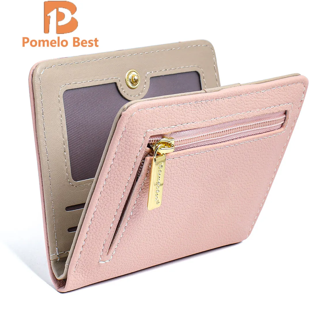 Pomelo Best Womens Wallet Soft Small Coin Purse - Stylish Bifold RFID Blocking with Zipper Coin Pocket ID Window Lightweight