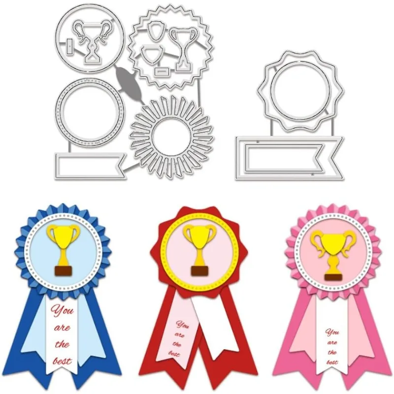 Medaillen-Stanzformen, Schablonen, Trophäenbecher, Stanzungen, DIY-Handwerk, Prägevorlage für die Kartenherstellung, Foto, dekoratives Papier, Scrapbooking