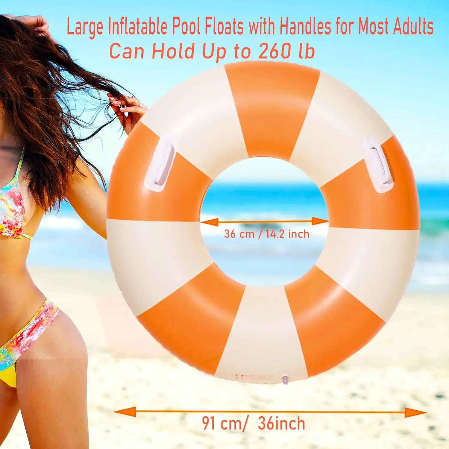 2PCS Large Swimming Pool Tubes Inflatable Pool Floats for Adult Swim Ring Floaties Inflatable Swimming Pool Raft Summer Beach Lo