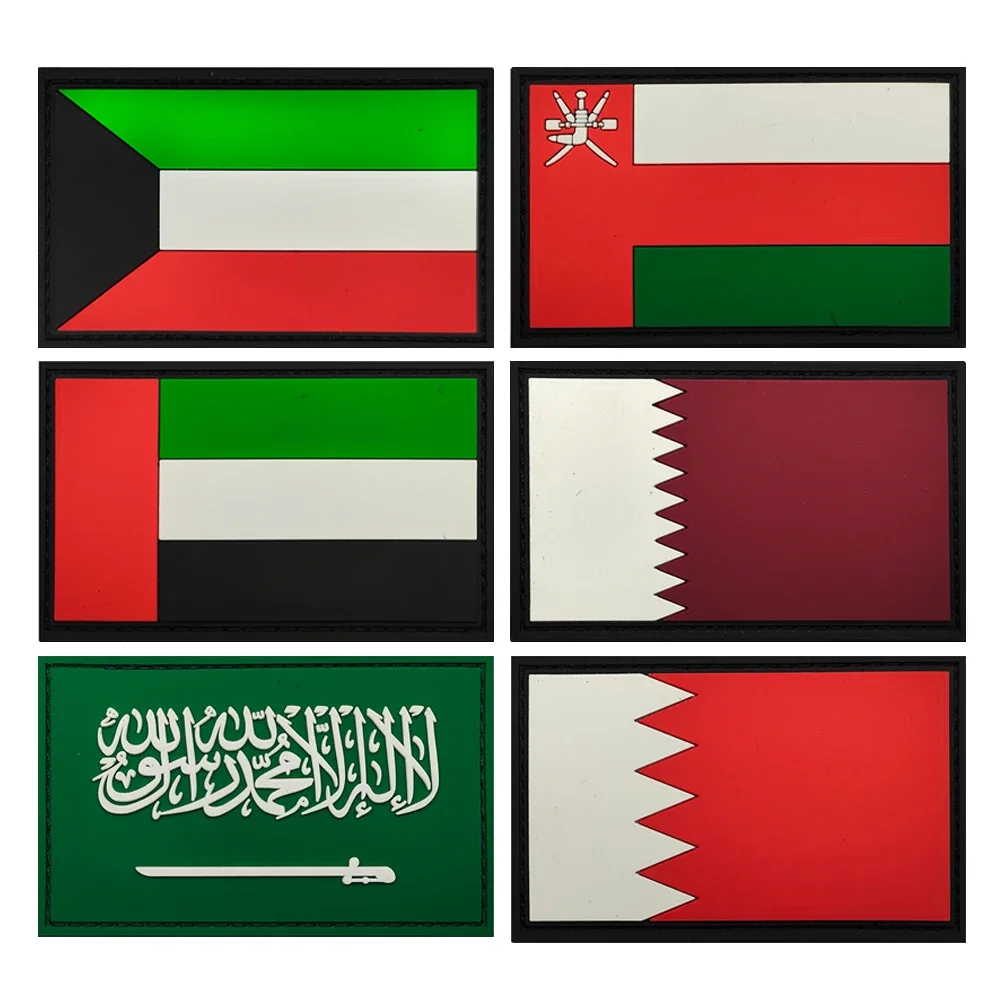 Multiple Choose Asia Countries National PVC Flag Of Kuwait Oman UAE Rubber PVC Flag Patch For Bag Hat Jacket Shoulder Applique