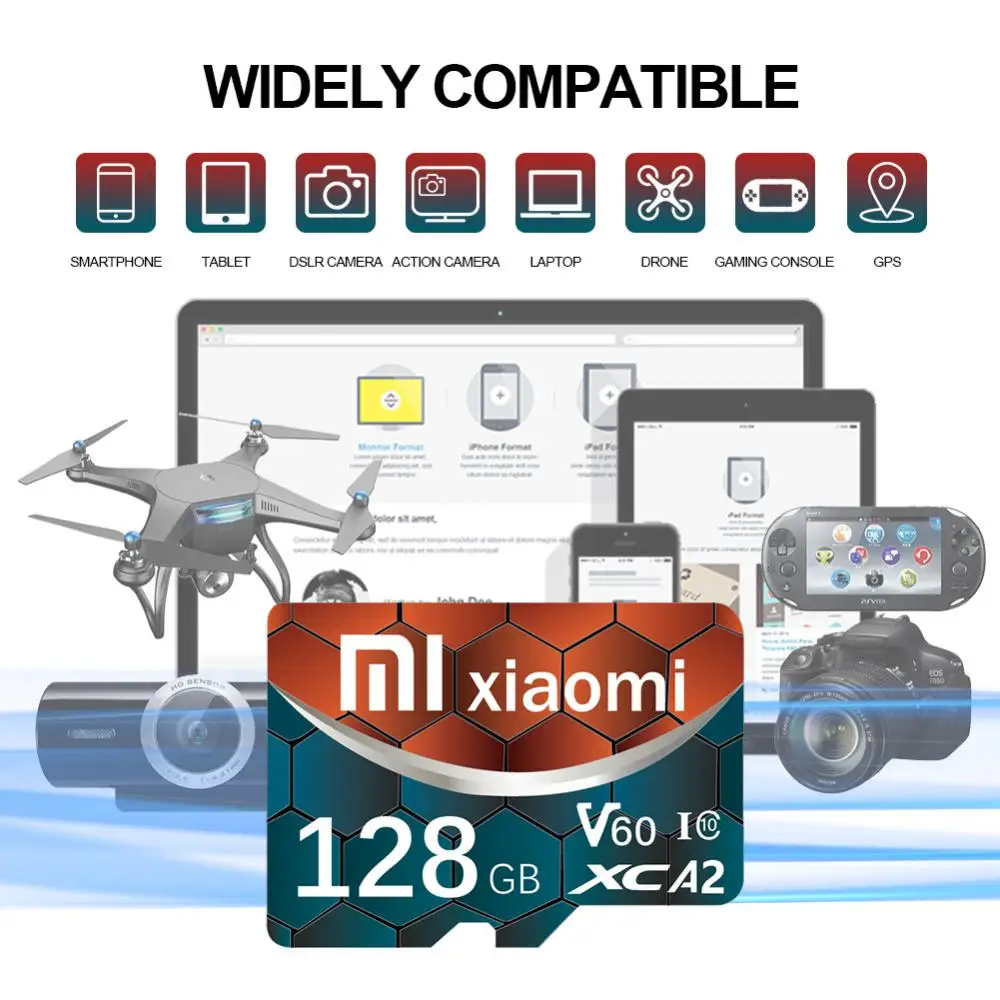 Mijia การ์ดหน่วยความจำ SD Xiaomi 2TB 1TB 512GB ความเร็วสูง U3คลาส10 TF การ์ด4K Ultra-HD การ์ดหน่วยความจำ SD 128GB 64GB