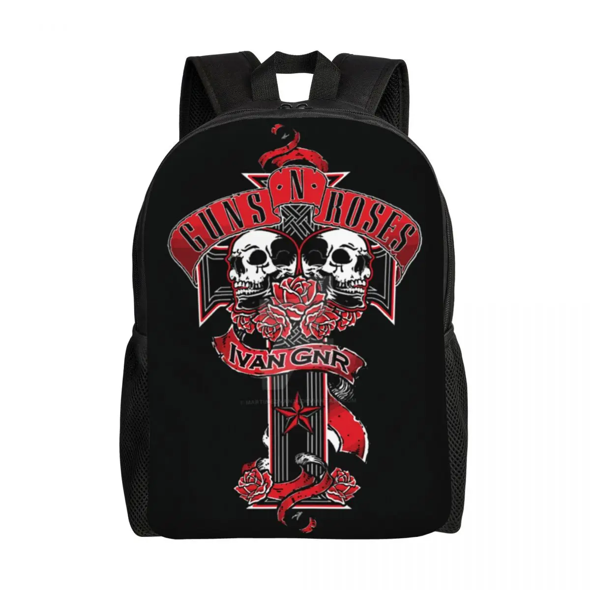 Custom Guns N Roses Bullet Logo Backpack for Women Men Waterproof College School Heavy Metal Bag Print Bookbag