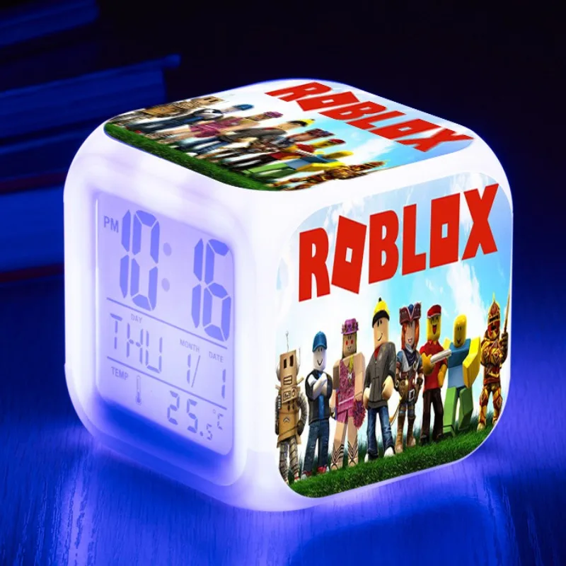 

Roblox Creative Cartoon Colorful Alarm Clock Large Screen Digital Square Clocks Creative Multifunctional Electronic Clock