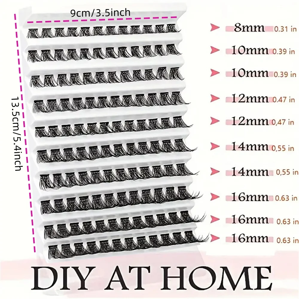 10列のシングル、ふわふわのまつげクラスター、ナチュラルまつげエクステ8-16MM、ミックスレングスDカール