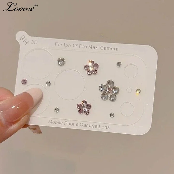 Glitzer-Diamant Bunter Blumen-Kamerafilm für iPhone 17 Pro Max Bling 3D Cartoon Objektivschutz für iPhone 17 Pro Hülle