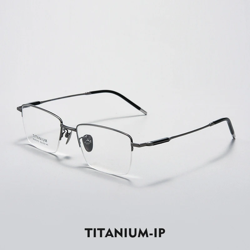 VICKI Business Ultra-light Men's Semi-rimmed Glasses - Anti-blue Light, Customizable Prescription, Multifocal Lenses 81072Z