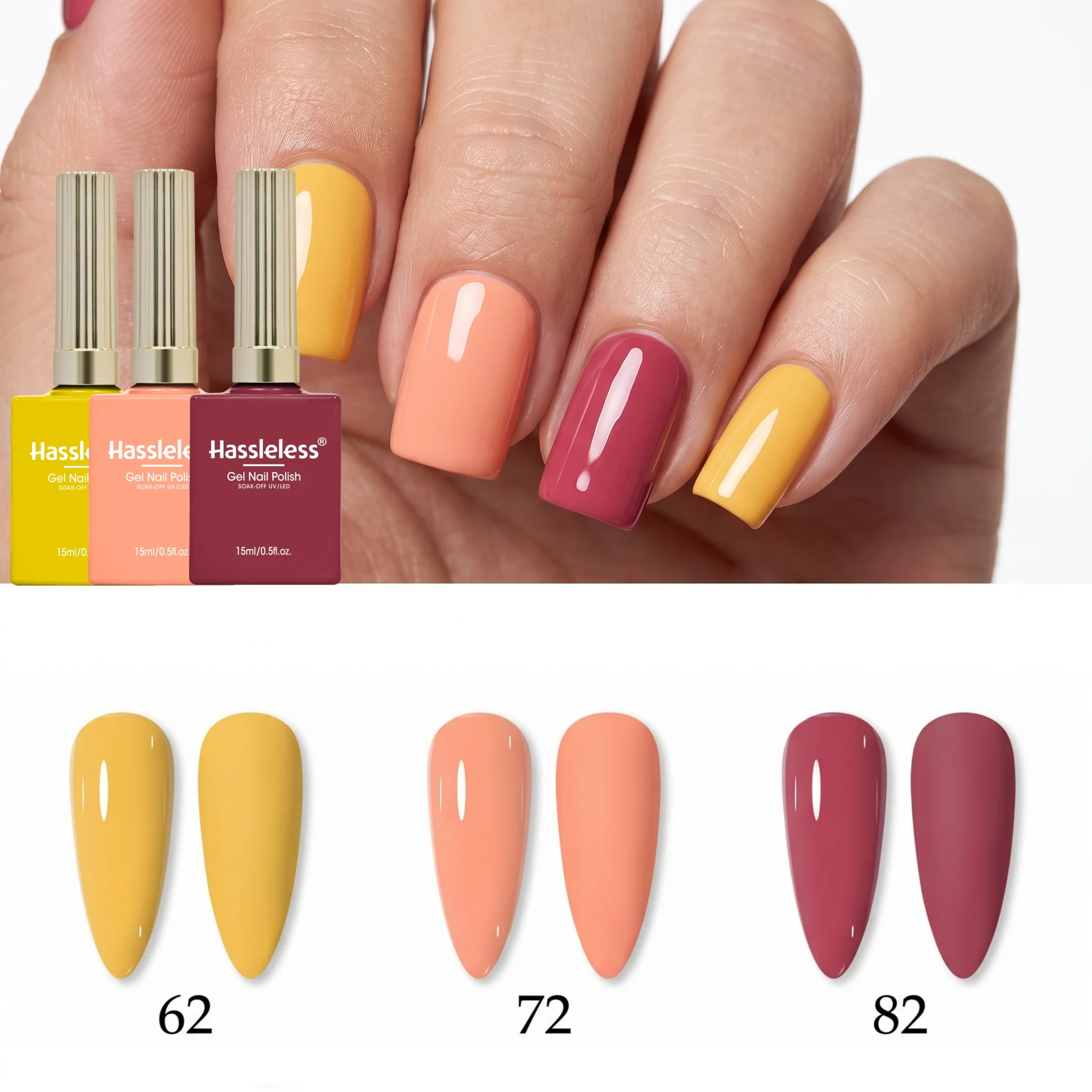 Hassleless 3Pcs Autumn and Winter Nail Polish Gel Set, Suitable for Professional Salons and Home Use, Creating a Natural Nail Art Effect