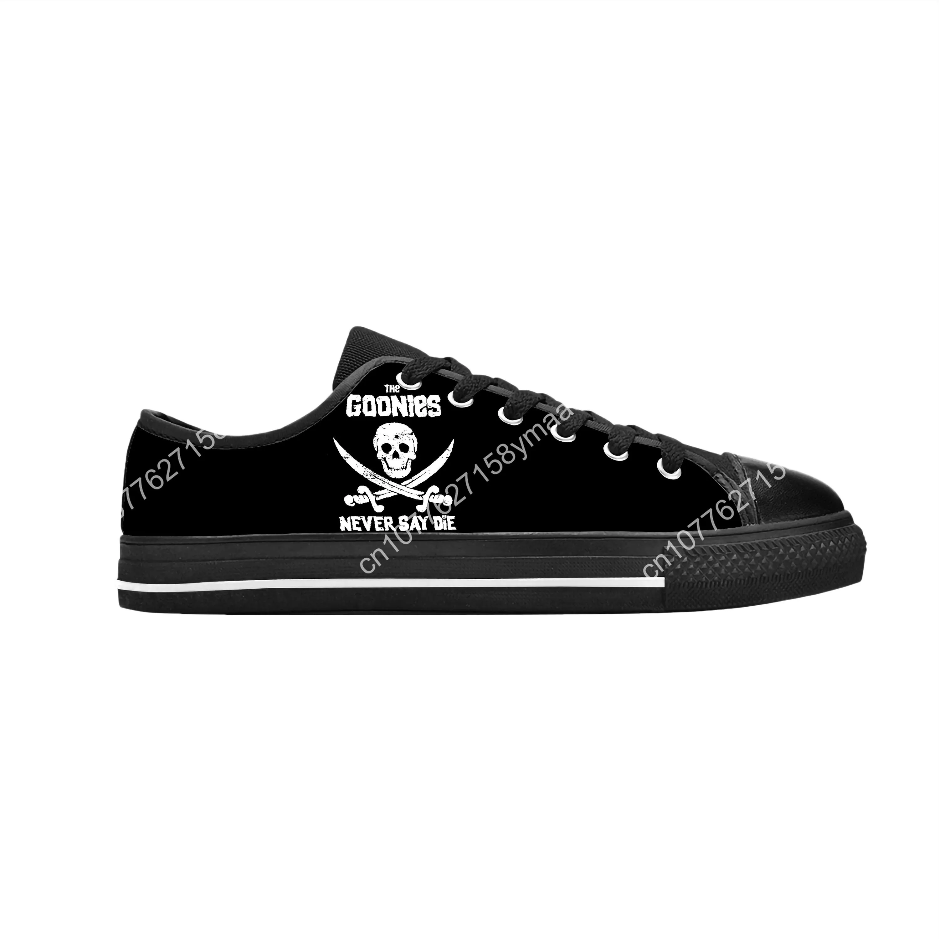 Goonies Never Say Die Skull Skeleton Pirate Gothic Casual Cloth Shoes Low Top Comfortable Breathable 3D Print Men Women Sneakers