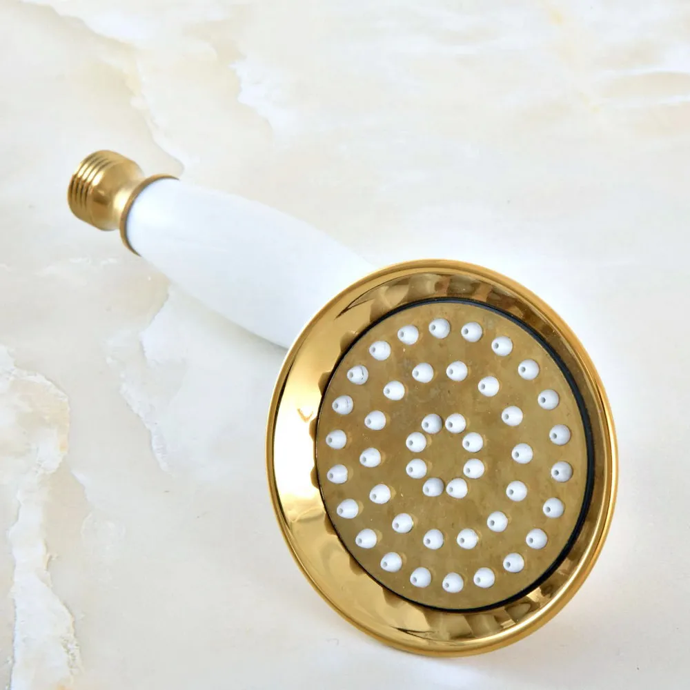 Telephone Style Ceramics Hand Held Bathroom Shower Head / Golden Brass Finish Bathroom Handheld Shower Head Accessory thh049