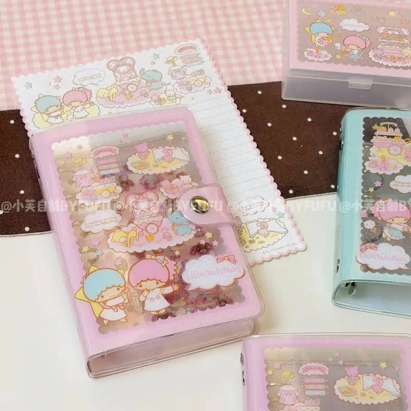 A7 Kawaii Little Twin Stars Transparent Exquisite Printing Activity Page Sticker Storage Hand Account Shell A Gift for A Friend