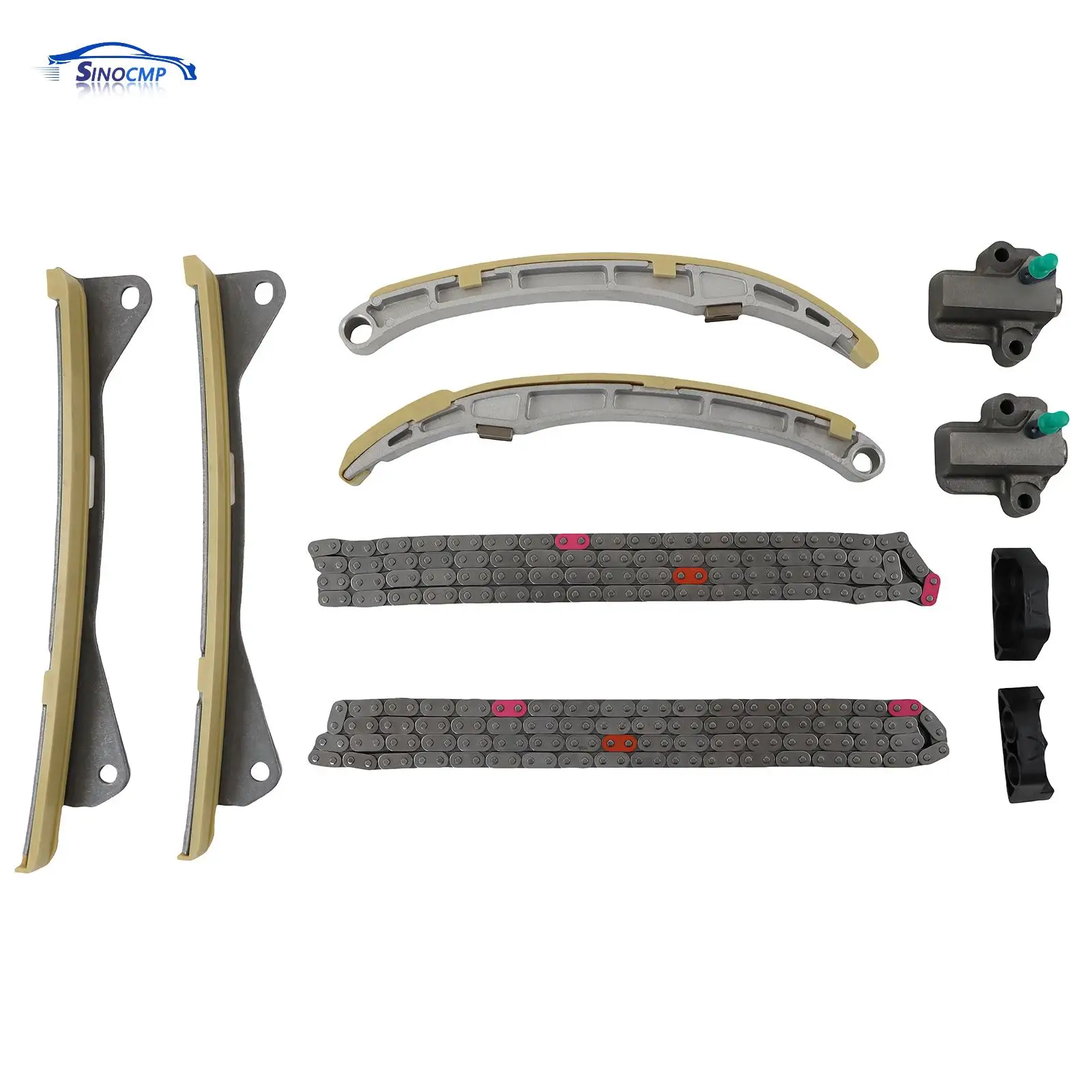

Engine Timing Chain Kit 24321-3L100 24410-3CGA3 24820-3CGA3 X2 For 2012-2022 Santa Fe Sorento Azera Genesis Stinger 3.3L 3.8L