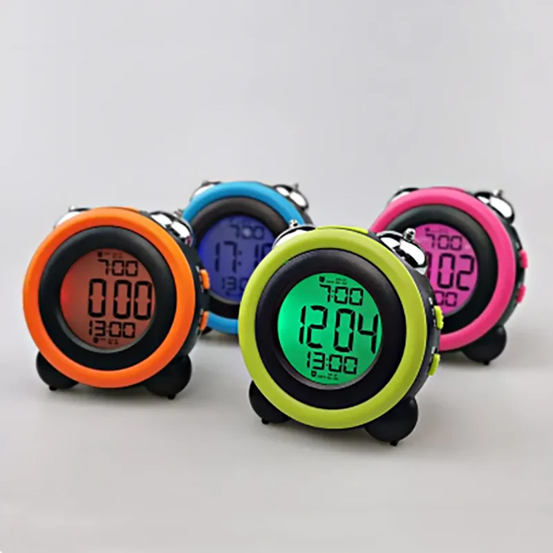 Digital Alarm Clock Time Date Display Twin Bell Very Loud for Heavy Sleepers Dual Alarm Blue Backlight for Teens