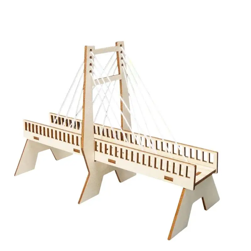 1 Set Wooden Cable-Stayed Bridge DIY Science Experiment Physical Model STEM Kit Handmade Assembly Craft Kids Educational Toy