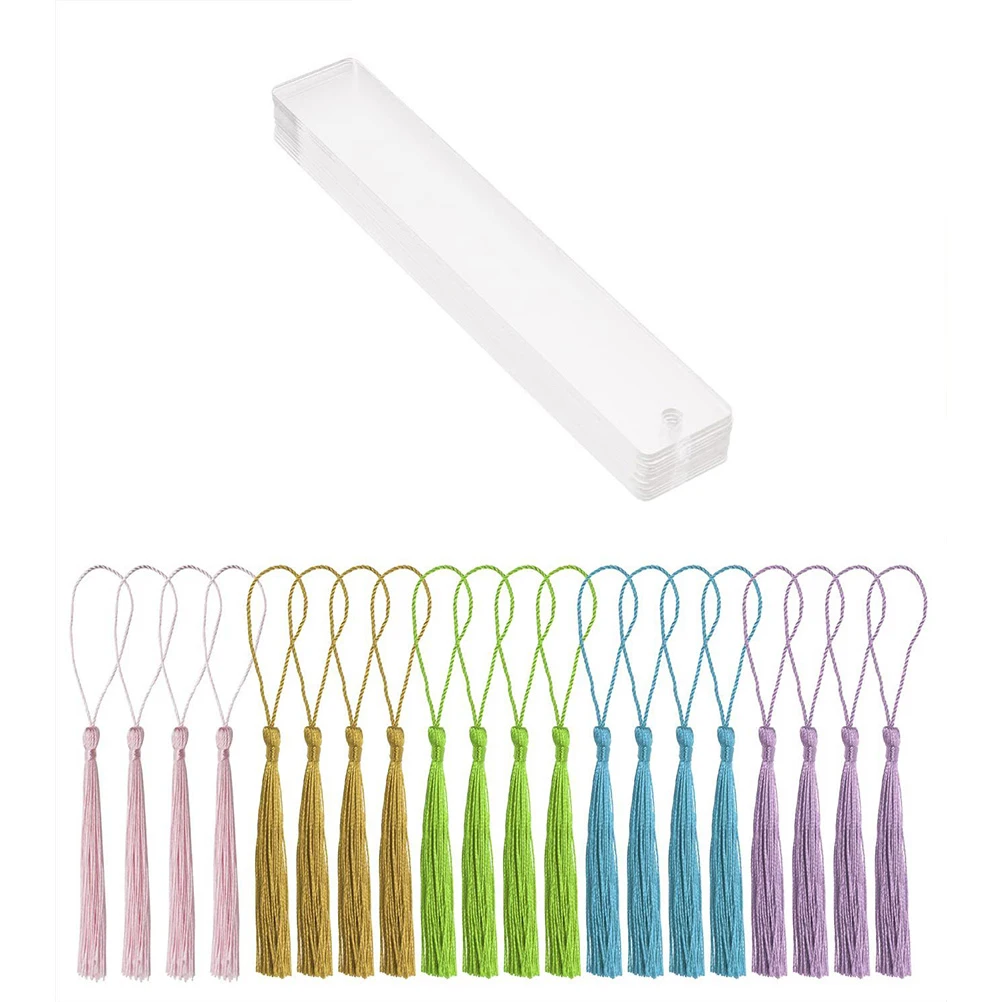 

1 set Acrylic Bookmarks Blank Page Markers Clear Tassel Decorative Transparent Crafting Girls School Supplies Students Teachers
