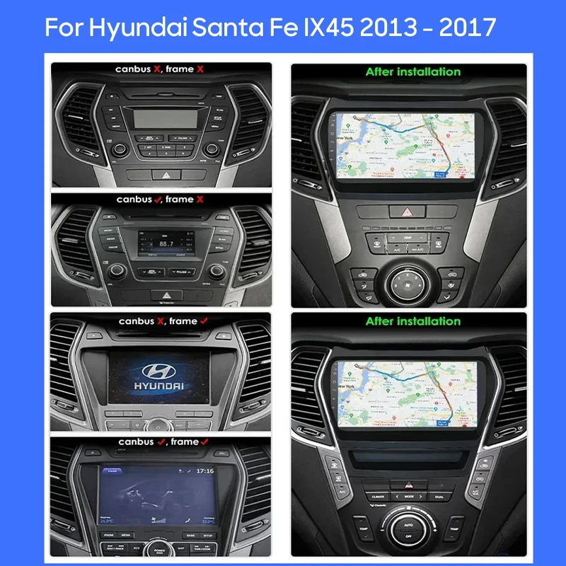 Car Radio For Hyundai Santa Fe IX45 2013 - 2017 Android Auto Multimedia Video Player GPS Navigation WIFI QLED Screen No 2din DVD