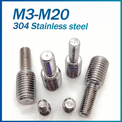 Tornillos de transferencia de doble cabeza de acero inoxidable 304, M3 M4 M5 M6 M8 M10 M12 M14 M16 M20, adaptador de rosca macho a macho, perno de conversión