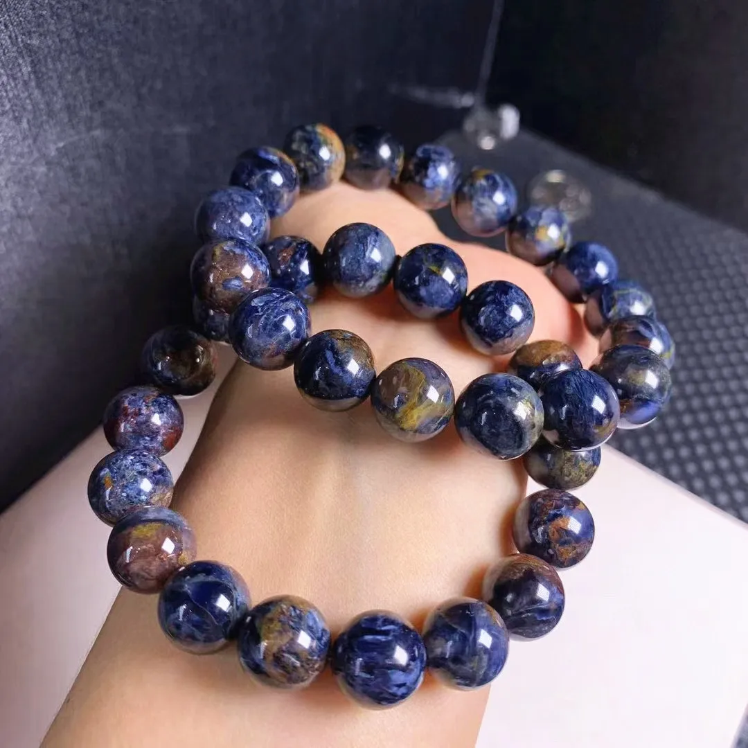 

Natural Blue Fire Pietersite Round Beads Bracelet Chatoyant Cat Eye 12mm Namibia PIetersite Fashion Jewelry AAAAAA