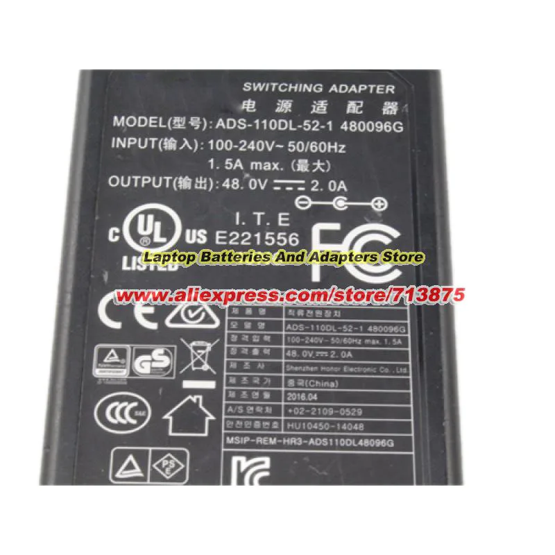 

Genuine 96W ADS-110DL-52-1 480096G 48V 2A AC Adapter for Reolink NVR RLN8-410 Amcrest NV4108E Lorex LNR6108 LNR6108X-N N841A8-Z