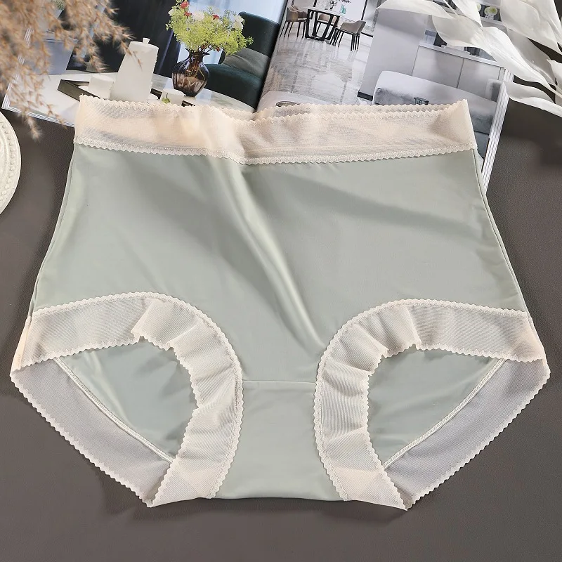 Eisseidenhöschen für Frauen, sexy transparente Slips, nahtlos, atmungsaktiv, hoch sitzende Unterhose, bequem, weiche Unterwäsche für Damen, XL-3XL