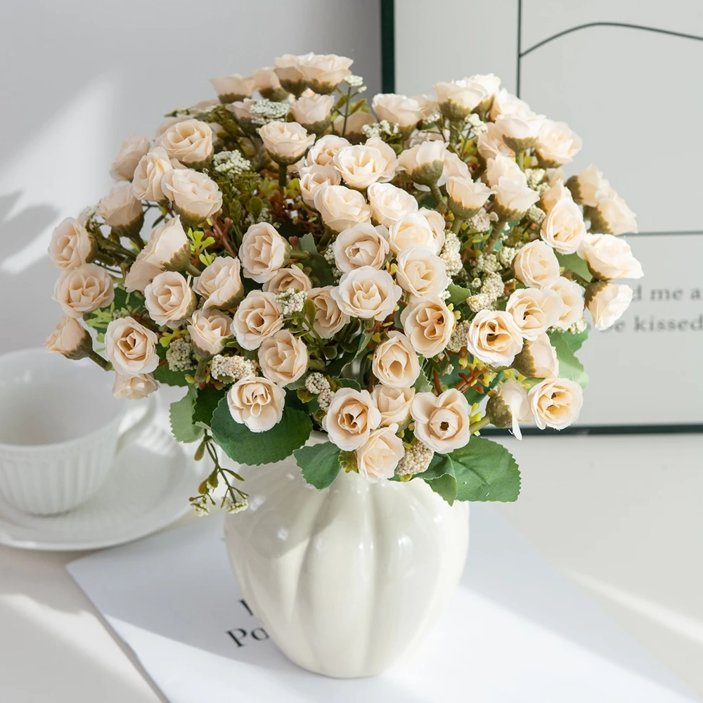 

Artificial Flowers Silk Roses Outdoor Garden Wedding Bridal Bouquets Home Room Table Decora Valentine's Wreath Diy Gifts Hotsale