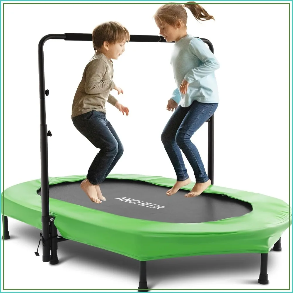

56" Kids Trampoline with Safety Handrail, 220LBS Capacity, Foldable Indoor/Outdoor Rebounder, ASTM Certified
