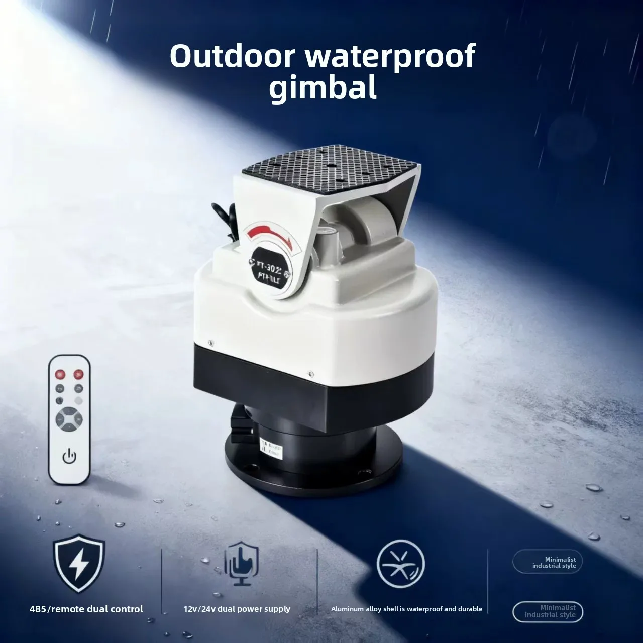 Outdoor Waterproof 303Z Pan-Tilt Head with Preset Positions – Built-in RS485 Control, Customizable Remote for Security Cameras