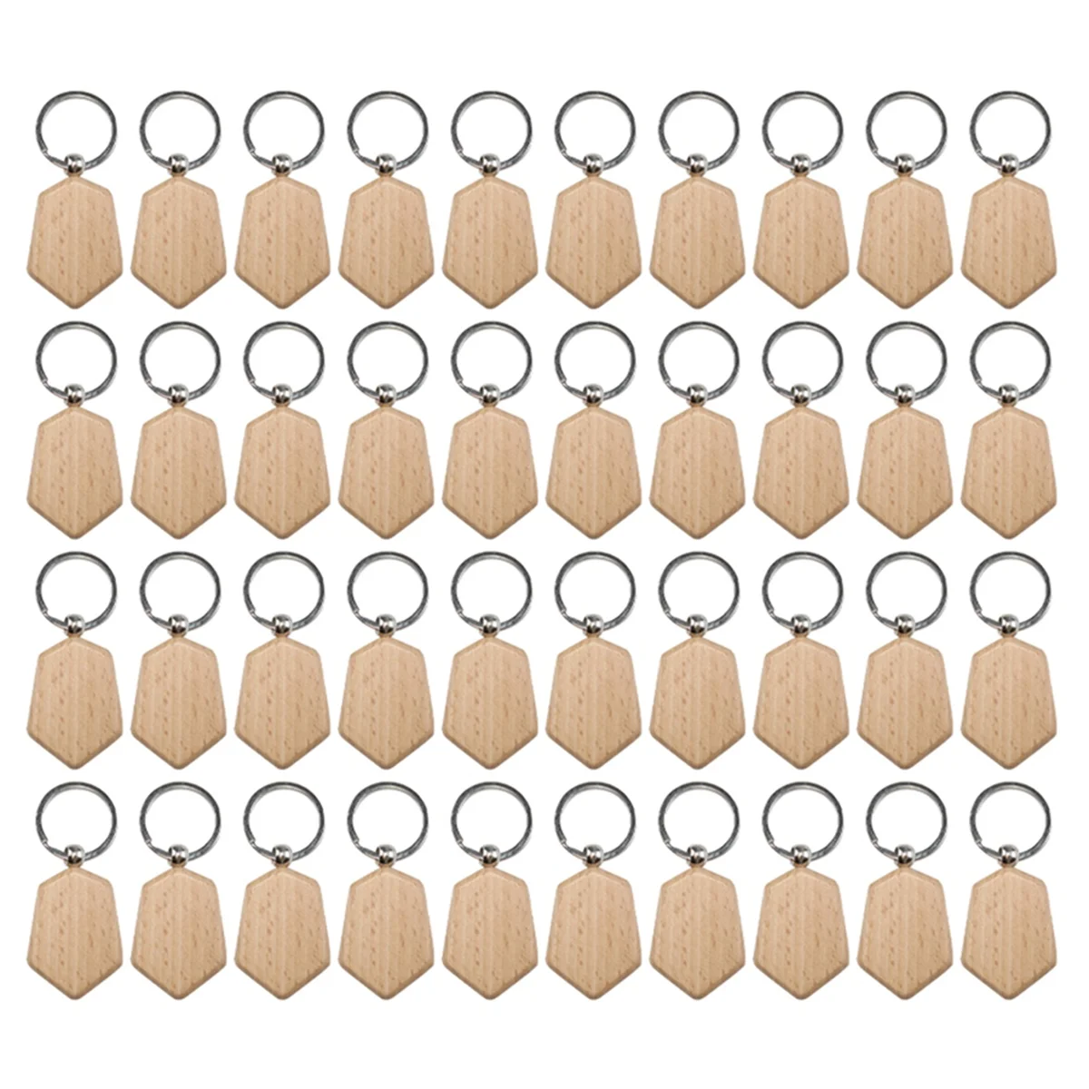 50 Pieces Blank Wooden Key Tag Key Engraving Blanks Unfinished Wood Keychain Key Ring Key Tags for DIY Crafts Style 6