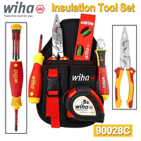 Wiha 90028C Multi Electrician Insulation Tool Set with Tool Bag Pelacables/Electric Pen/Screwdriver/Tape Measure/Level Ruler