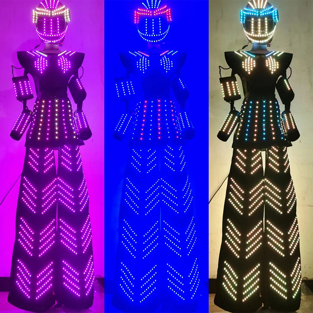 

New Hot Stilts Walker Female LED ROBOT SUIT Women Light UP Stage Performance Club Wear Kroyman Dance Costume