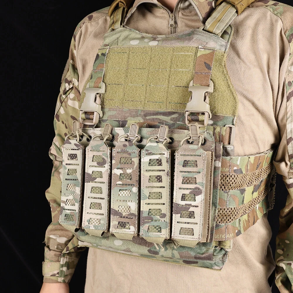 Tactical MP5 MP7 Magazine Pouches with Hooks Backing＆Elastic Retention Straps for Airsoft Hunting Vest Chest Rig Accessories view 6