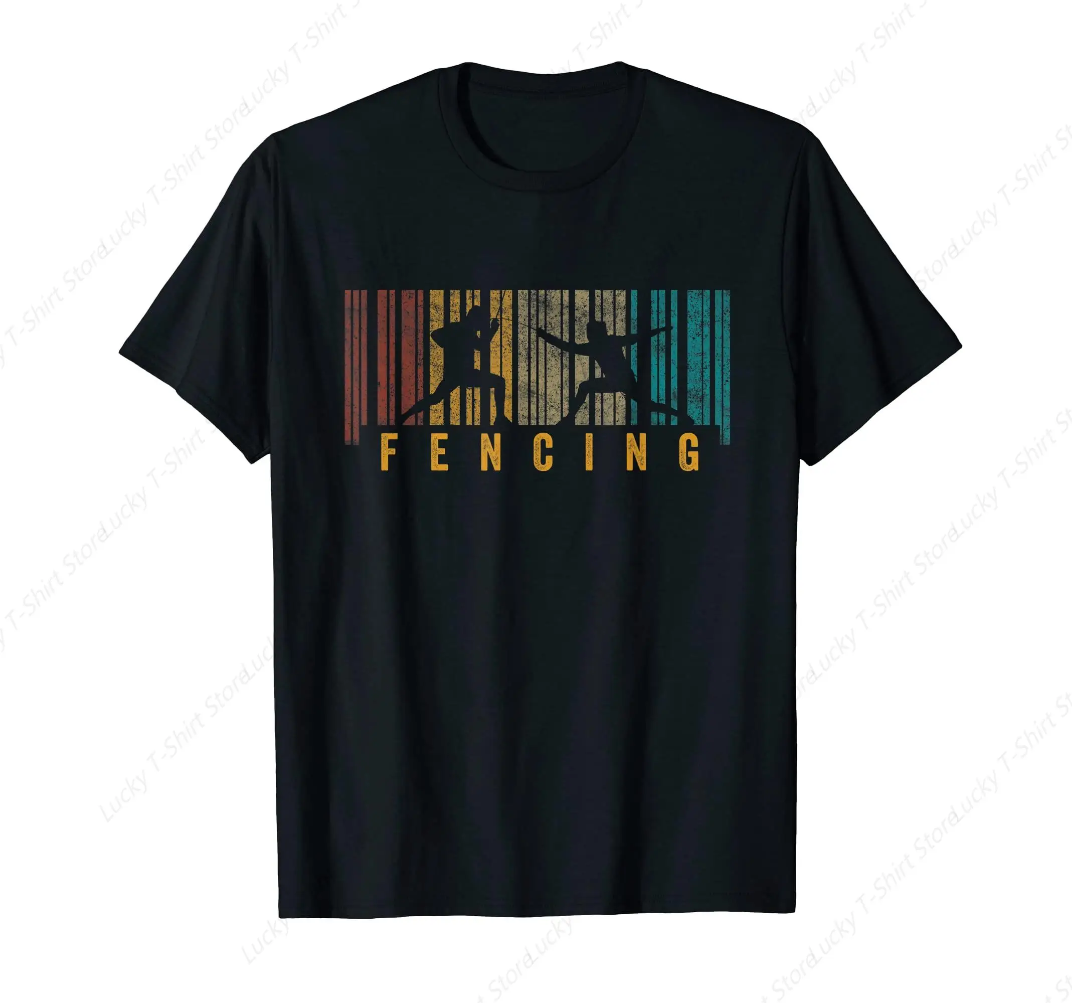 Fencing Vintage Retro 70S Funny Fencer Men Women Sport T-Shirt