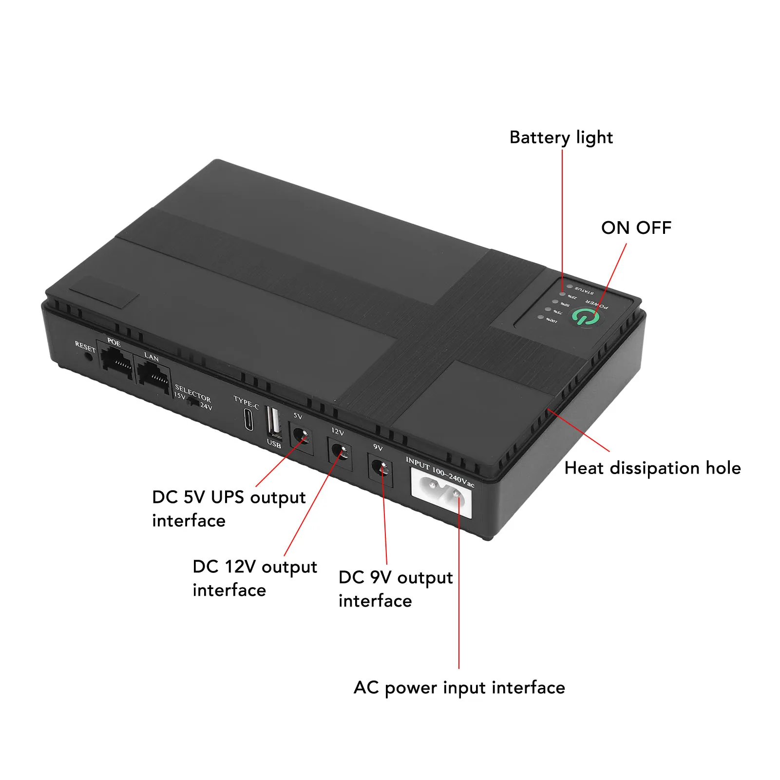 بطارية احتياطية UPS بطارية احتياطية UPS UPS بطارية احتياطية 20000mah مصدر طاقة غير منقطع لمشغلات كاميرا جهاز التوجيه MP3 MP4