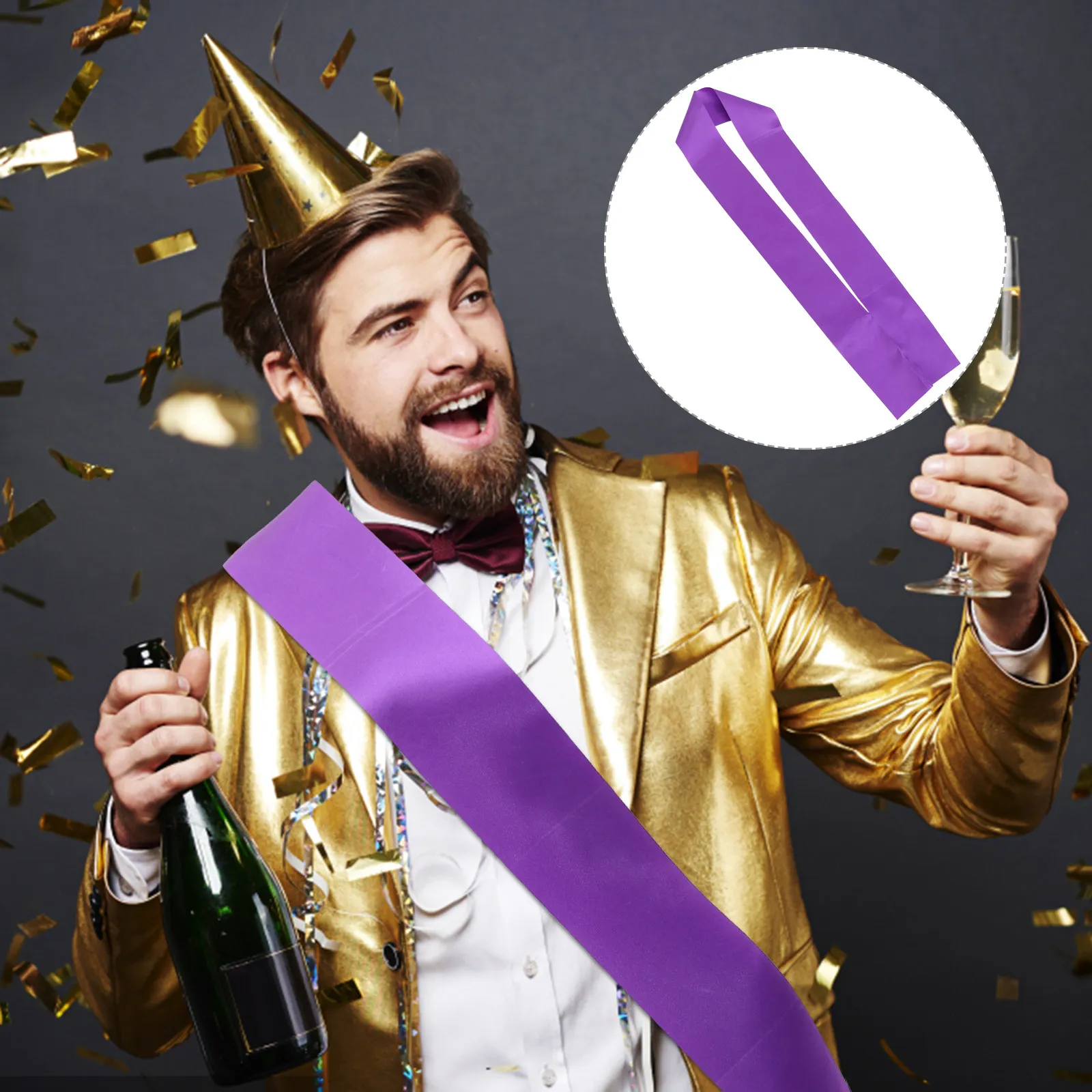 

Purple DIY Plain Satin Sash 79x95cm Personalized Birthday Hen Party Baby Shower Sash for Female Celebration Event