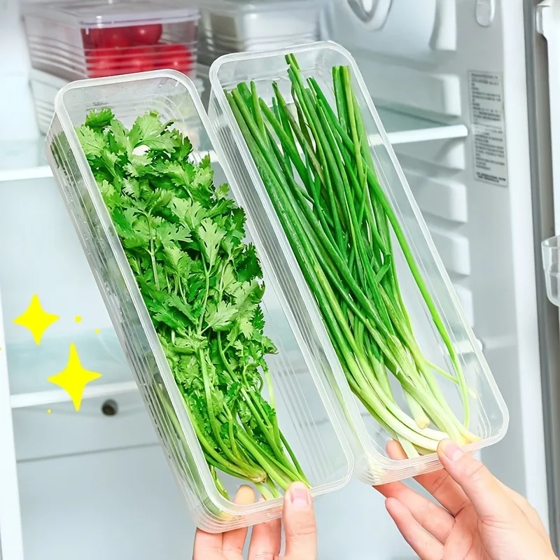 4-piece set (2 containers + 2 LIDS) Clear food storage container with lid, stackable, refrigerator, kitchen storage box