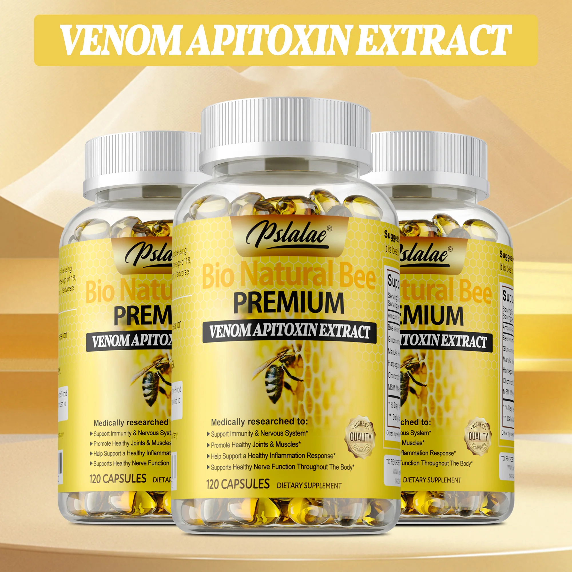 Natural Bee Capsules - Antioxidants, Relieves Joint Pain and Stiffness, Promotes Skin and Bone Health, Enhance Immunity